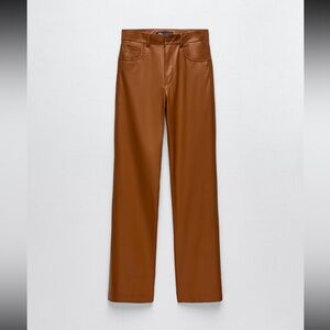 Brown faux leather pants